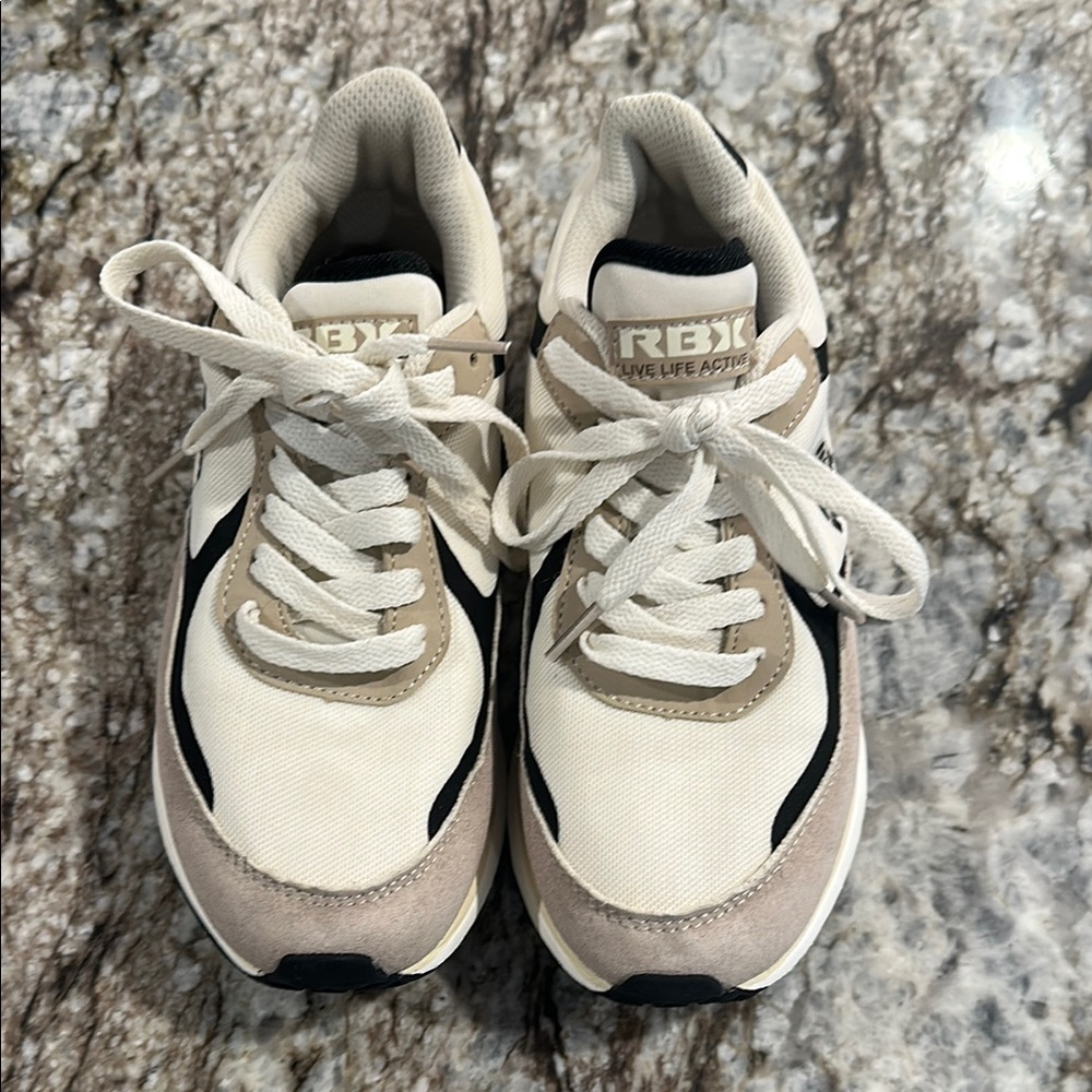 RBX Cream and Black Chunky Sneakers
